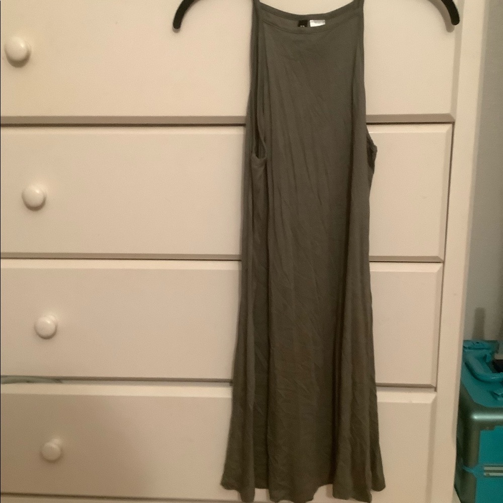 Olive green high neck tank dress